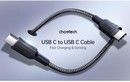Choetech 1,2m USB-C - USB-C PD 60W Kabel, Sort