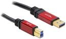 De-lock DeLOCK USB 3.0-kabel, typ A ha - typ B ha, premium, 2m, svart/rd