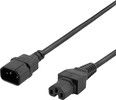 DELTACO 2m jordad kabel IEC 60320 C15 - IEC6320 C14, 250V/10A, svart