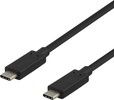 DELTACO USB-C-kabel, 0,25m, USB 3.1 Gen 2, 10 Gbps, 60W, svart
