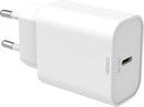 DELTACO USB-C wall charger, 1x USB-C PD 20 W, PPS 25 W, white