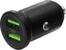 DELTACO USB car charger, 2x USB-A 18 W, fast charging, 36 W total