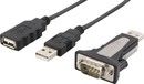 DELTACO USB till seriell adapter RS-232 DB9ha, kabel+adapter