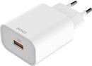 DELTACO USB wall charger, 1x USB-A, fast charging 18 W, white