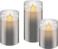 Goobay Set of 3 LED real wax candles in glass