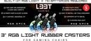 L33T 3 Rubber Casters, RGB light flashing, 5 pcs