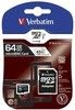 Verbatim Micro SDXC Card 64GB Class 10 w/adaptor