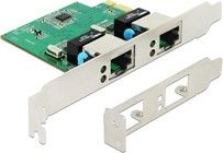 DE-LOCK 2x Gigabit LAN PCIe-kort, Full duplex, silver