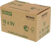 DELTACO Ultimate Alkaline batterie, 9V, 6LR61, 10-pack bulk