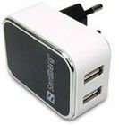 Sandberg AC Charger Dual USB 2A EU, White/Black