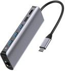 SiGN 7-i-1 USB-C Hub HDMI RJ45 USB-C, max 100W, 20V, 5A - Gr