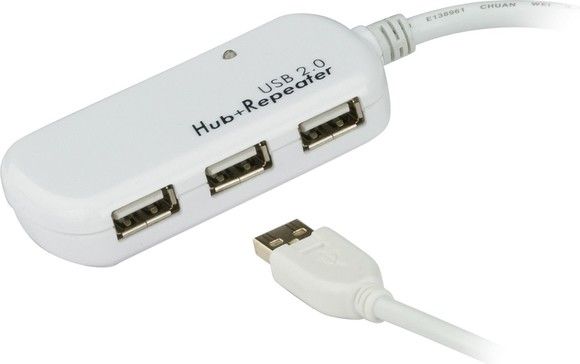 ATEN aktiv USB 2.0 frlngningskabel med 4-ports hubb, 12m