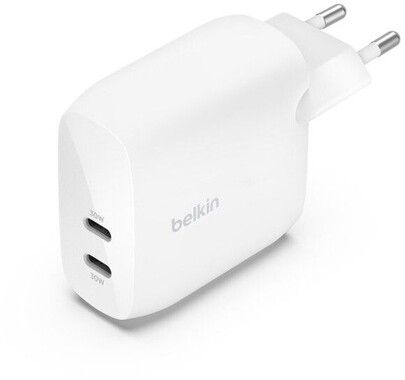 Belkin Dual 30W USB-C Wall Charger PD 60W, White