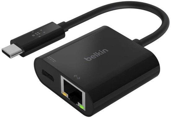 Belkin USB-C to Ethernet + Charge Adapter, Black