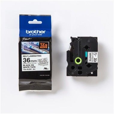 Brother TZe-SL self laminated tape black on white 36 mm