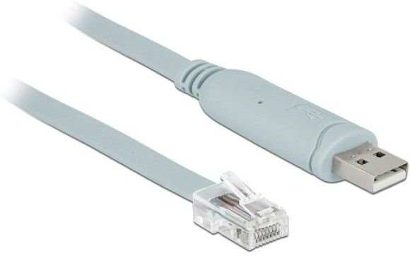De-lock Adapter USB 2.0 Type-A male > 1 x Serial RS-232 RJ45 male 1,0 m grey
