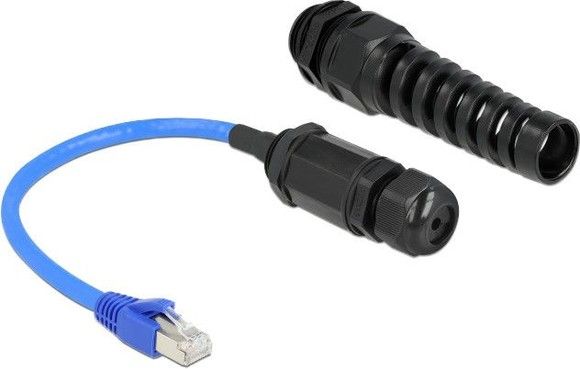 De-lock Delock Cable RJ45 plug to RJ45 jack Cat.6 waterproof with cable gland