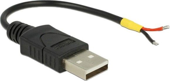 De-lock Delock Cable USB 2.0 Type-A male > 2 x open wires power 10 cm