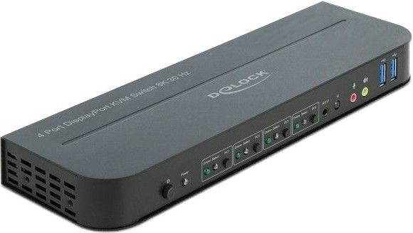De-lock Delock DisplayPort 1.4 KVM Switch 8K 30 Hz with USB 3.0 and Audio