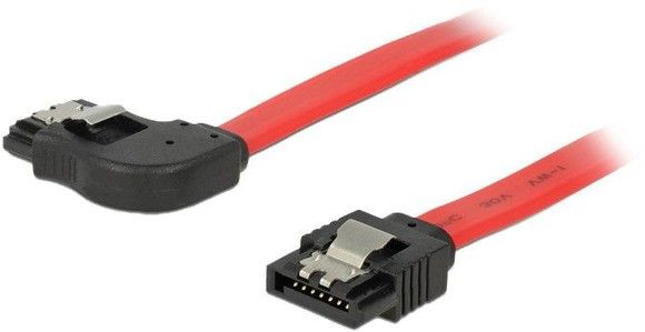 De-lock DeLOCK SATA-kabel, 0,2m, 6Gb/s, lsclip, vinklad hger - rak, 26 AWG