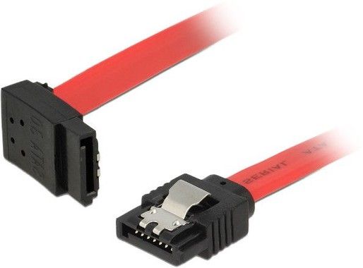 De-lock DeLOCK SATA-kabel, 0,5m, 6Gb/s, lsclip, vinklad uppt - rak, 26 AWG