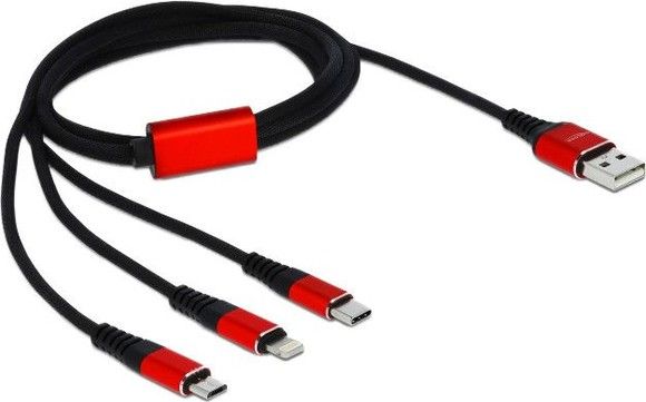 De-lock Delock USB Charging Cable 3 in 1 for Lightning(TM) / Micro USB / USB Type
