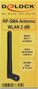 De-lock Delock WLAN 802.11 ac/a/b/g/n Antenna RP-SMA plug 2 dBi omnidirectiona