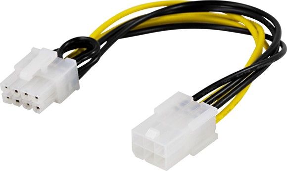 DELTACO adapterkabel, 6-pin PCI-Express till 8-pin PCI-Express, 10 cm