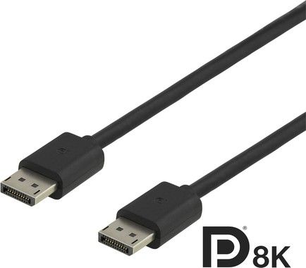 DELTACO DisplayPort kabel, DP 1.4, 7680x4320 i 60Hz, 1m, svart