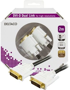 DELTACO DVI monitorkabel Dual Link, DVI-D ha - ha 2m