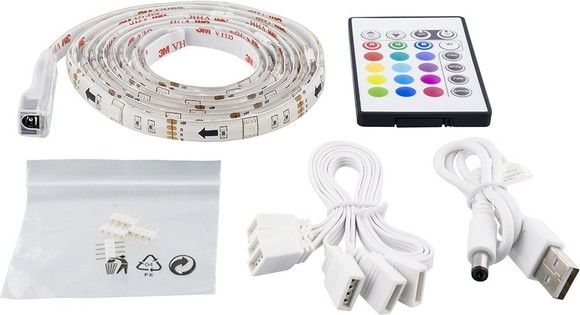 DELTACO GAMING LED-list, 2x50cm,12 olika frger,RGB, fjrrkontroll,USB