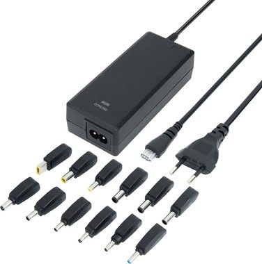 DELTACO notebook charger, 15-20 V, 6 A, 90 W, 12 tips, black