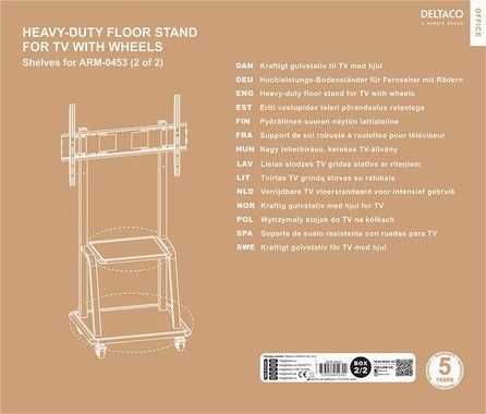 DELTACO Office, Heavy-duty mobile monitor cart, 37\"-100\",150kg,200x200