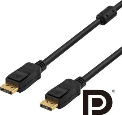 DELTACO PRIME DisplayPort monitorkabel, Ultra HD i 60Hz, 2m, svart