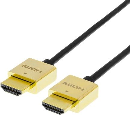 DELTACO PRIME tunn HDMI-kabel med guldplterade zink-kontakter, 2m,