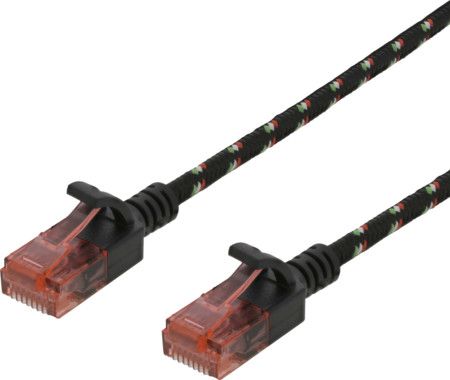 DELTACO Tough Slim CAT.6A U/UTP-kabel, flertrdig, 3.8mm, 1m, svart