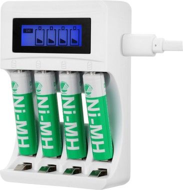 DELTACO Ultimate Ni-Mh USB charger with 4 x AAA batteries