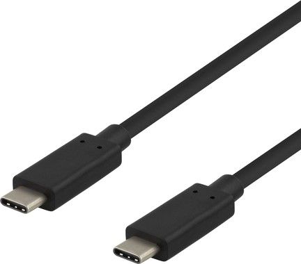 DELTACO USB-C-kabel, 1m, USB 3.1 Gen 2, 10 Gbps, 60W, svart