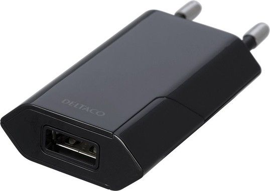 DELTACO USB wall charger, 1x USB-A, 1 A, 5 W, retail, black