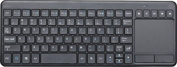 DELTACO wireless mini keyboard with touchpad, English layout, 2.4G, bl