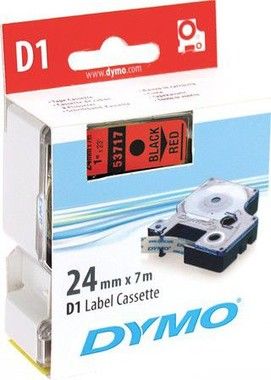 DYMO D1 mrktejp standard 24mm, svart p rtt, 7m rulle (53717)