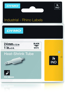 DYMO Rhino Professional, krympslang, 24mm, svart text p vit, 1,5m
