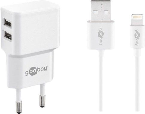 Goobay Dual Apple Lightning charger set 2.4 A, white, 1