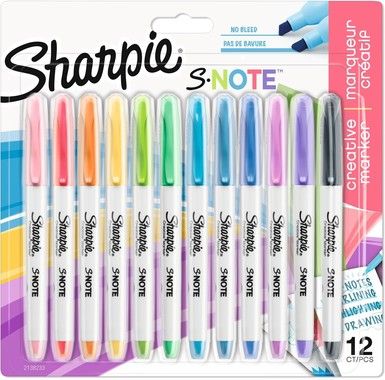 Sharpie S-Note Chisel 12-Blister, Ass.colors