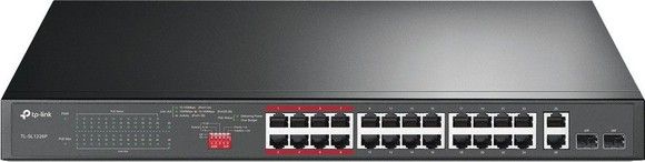 Tp-link 26-Port 10/100Mbps PoE+ Switch, 24 10/100Mbps PoE+ Ports, 2 Gigabit RJ