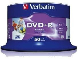 Verbatim DVD+R 16XWide Inkjet printable No ID(50)