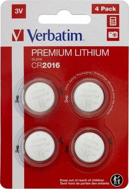 Verbatim LITHIUM BATTERY CR2016 3V 4 PACK